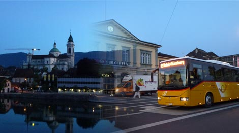 Solothurn in der Nacht mit Postauto 