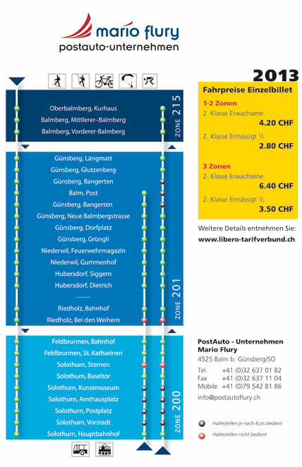 Mario Flury Postauto Haltestellenfahrplan 2013