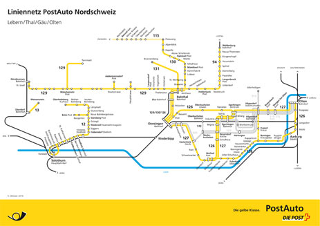 Liniennetz Postauto Nordschweiz